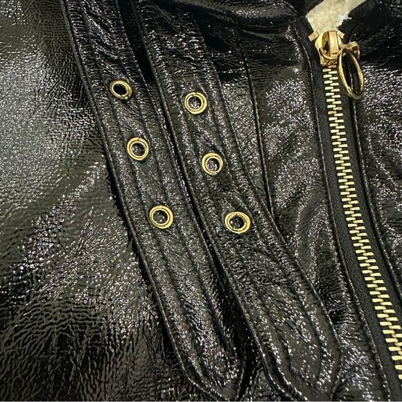 Jonathan Simkhai Vegan Leather Sherpa Aviator Bomber Jacket Women’s XS Black - Picture 10 of 16